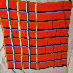 Fiorio Silk Red and Blue Striped Scarf